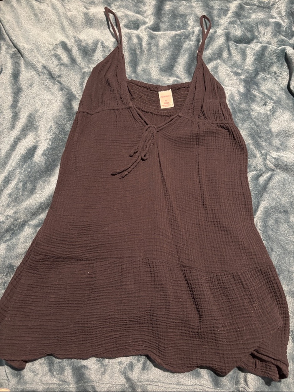 Target Black Spaghetti Strap Swim Coverup with Tie Detail